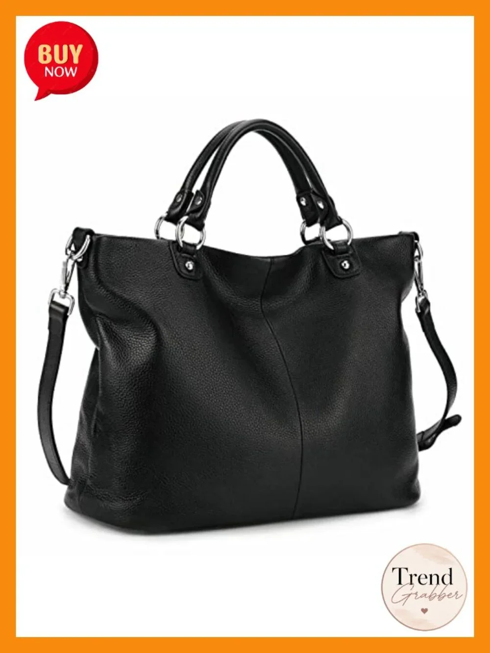 Soft Leather Tote Bag Satchel Shoulder Crossbody Purse with Zipper Pockets